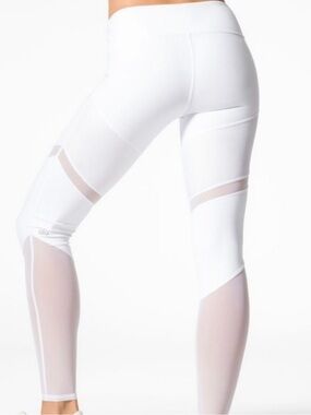 ALO Yoga White Mesh Cut Out Leggings